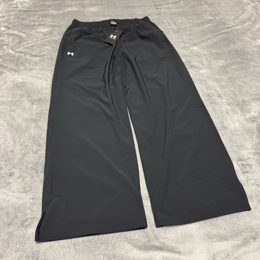 Under Armour Rival Wide Leg Pants Women's Medium Black Drawstring Baggy Loose